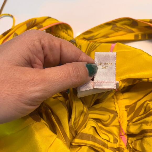 Tracy Reese Yellow Tropical Print Silk Maxi Dress Size 2 - Picture 6 of 8